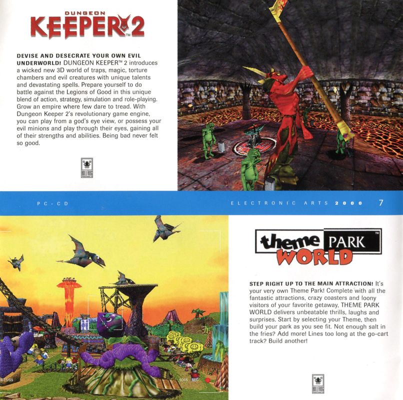 Sim Theme Park Catalogue (Catalogue Advertisements): Electronic Arts PC-CD 2000