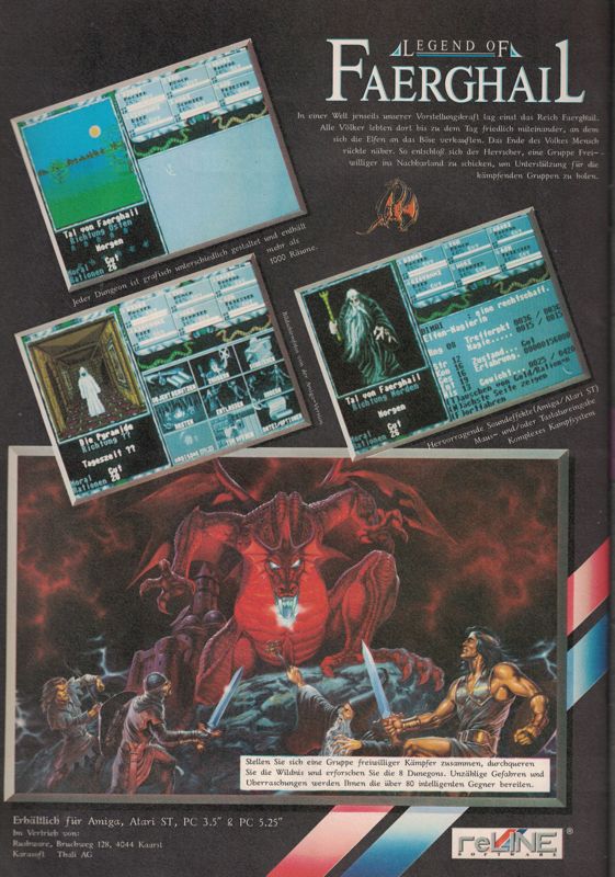 Legend of Faerghail Magazine Advertisement (Magazine Advertisements): Amiga Joker (Germany), Issue 9/1990