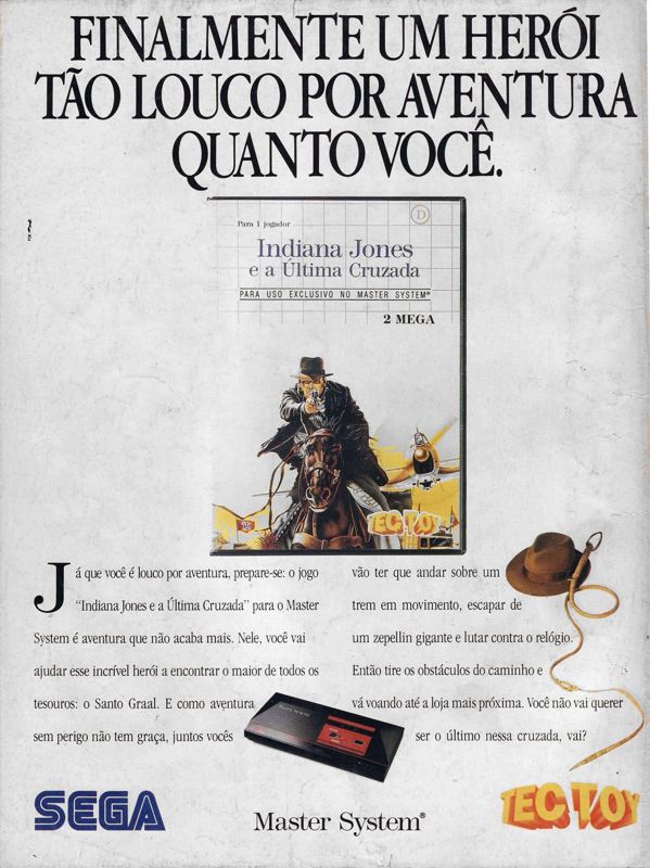 Indiana Jones and the Last Crusade: The Action Game Magazine Advertisement (Magazine Advertisements): SuperGame (Brazil) Issue 6 (January 1992) Back cover