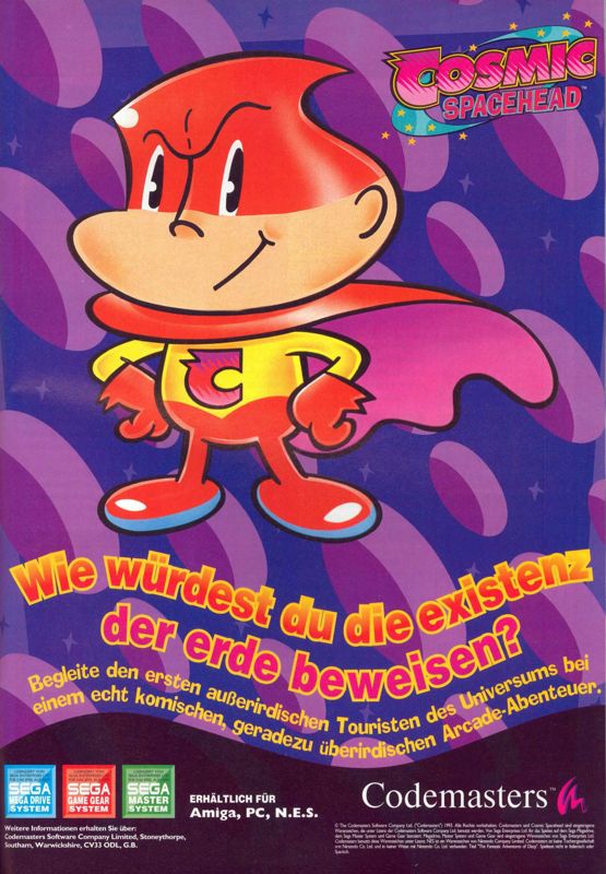 Cosmic Spacehead Magazine Advertisement (Magazine Advertisements): Play Time (Germany), Issue 11/1993