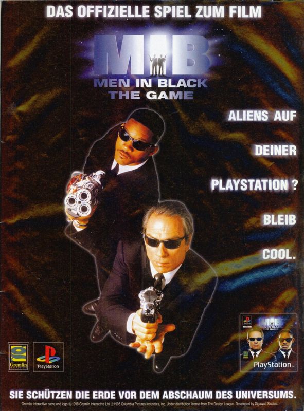 Men in Black: The Game Magazine Advertisement (Magazine Advertisements): Bravo Screenfun (Germany), Issue 09 (September 1998)