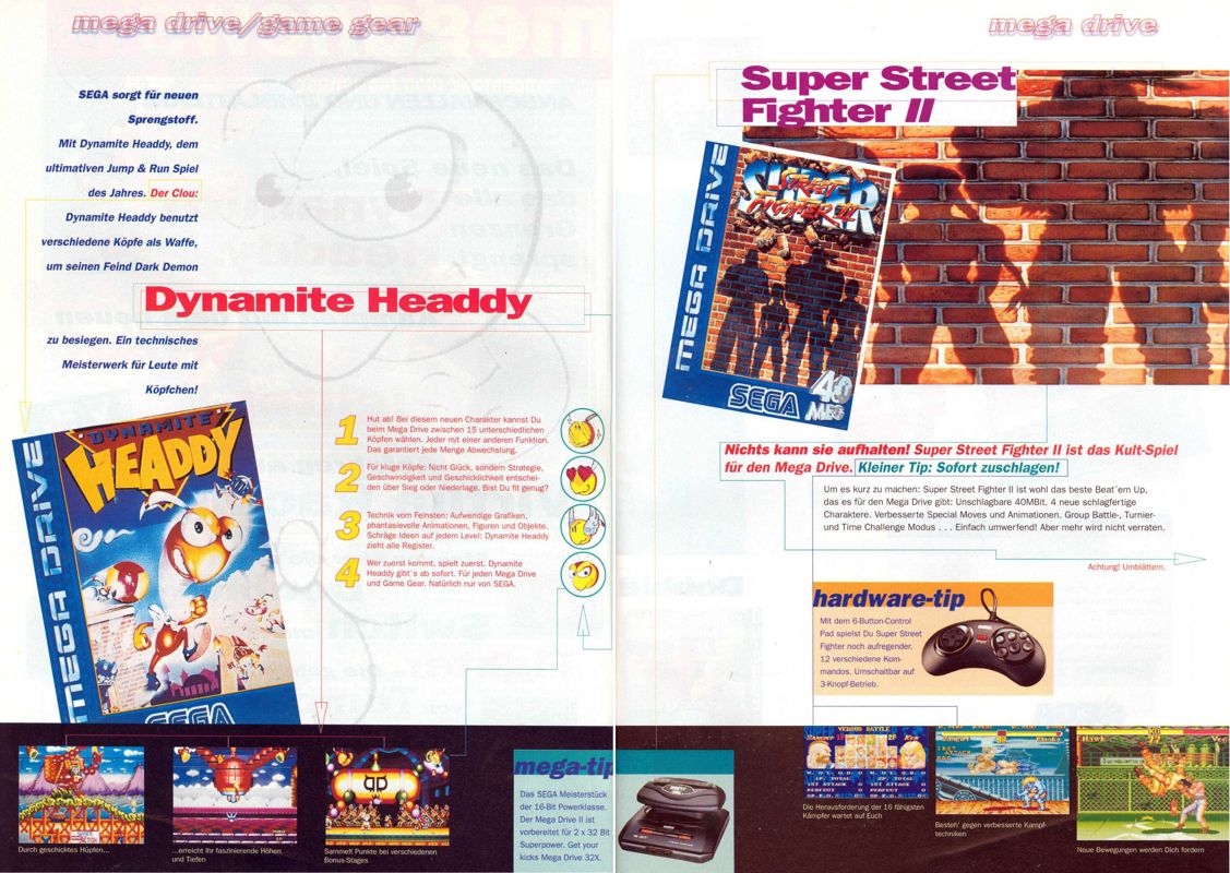 Dynamite Headdy Magazine Advertisement (Magazine Advertisements): Play Time (Germany), Issue 10/1994 Part 2