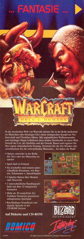 WarCraft: Orcs & Humans Magazine Advertisement (Magazine Advertisements): ASM (Germany), Issue 01/1995 Part 3
