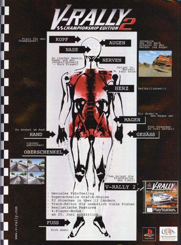Need for Speed: V-Rally 2 Magazine Advertisement (Magazine Advertisements): Bravo Screenfun (Germany), Issue 07/1999