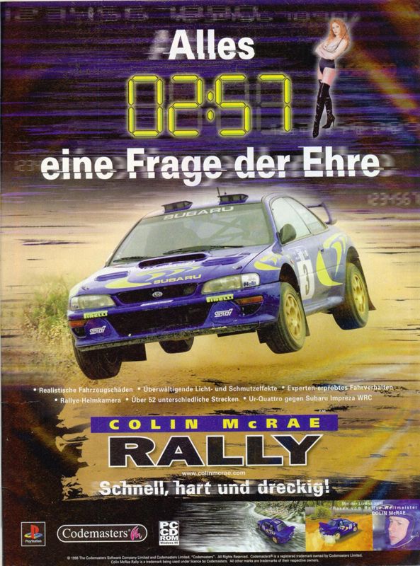Colin McRae Rally Magazine Advertisement (Magazine Advertisements): Bravo Screenfun (Germany), Issue 09 (September 1998)