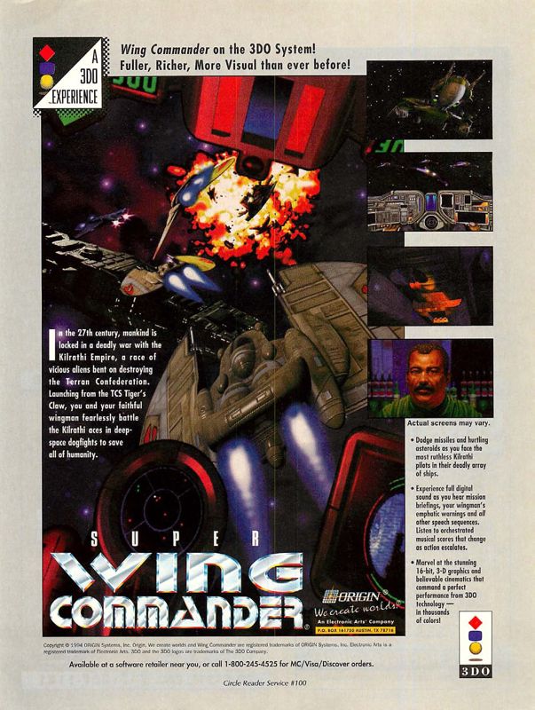 Super Wing Commander Magazine Advertisement (Magazine Advertisements): Computer Gaming World (US), Number 116 (March 1994)