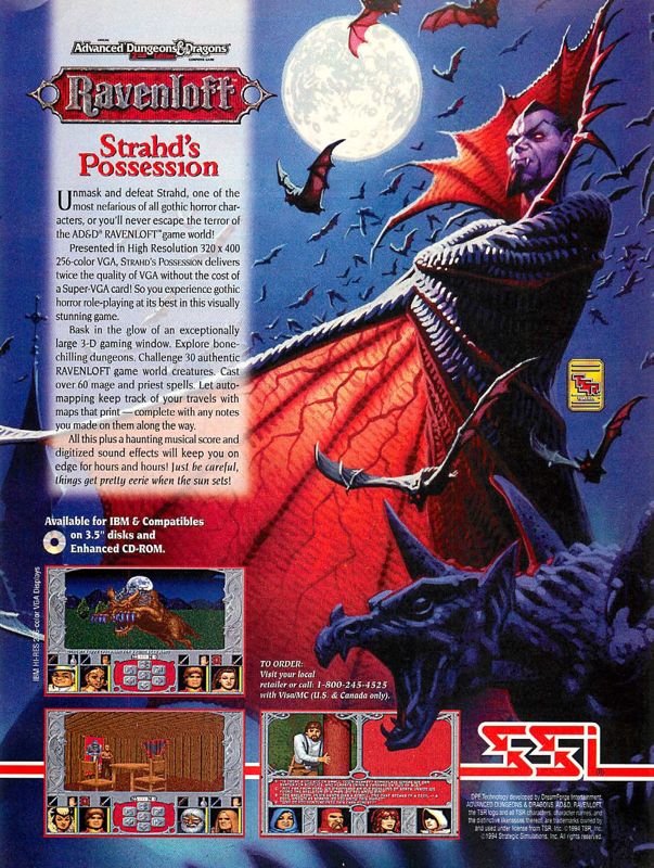 Ravenloft: Strahd's Possession Magazine Advertisement (Magazine Advertisements): Computer Gaming World (US), Number 116 (March 1994)