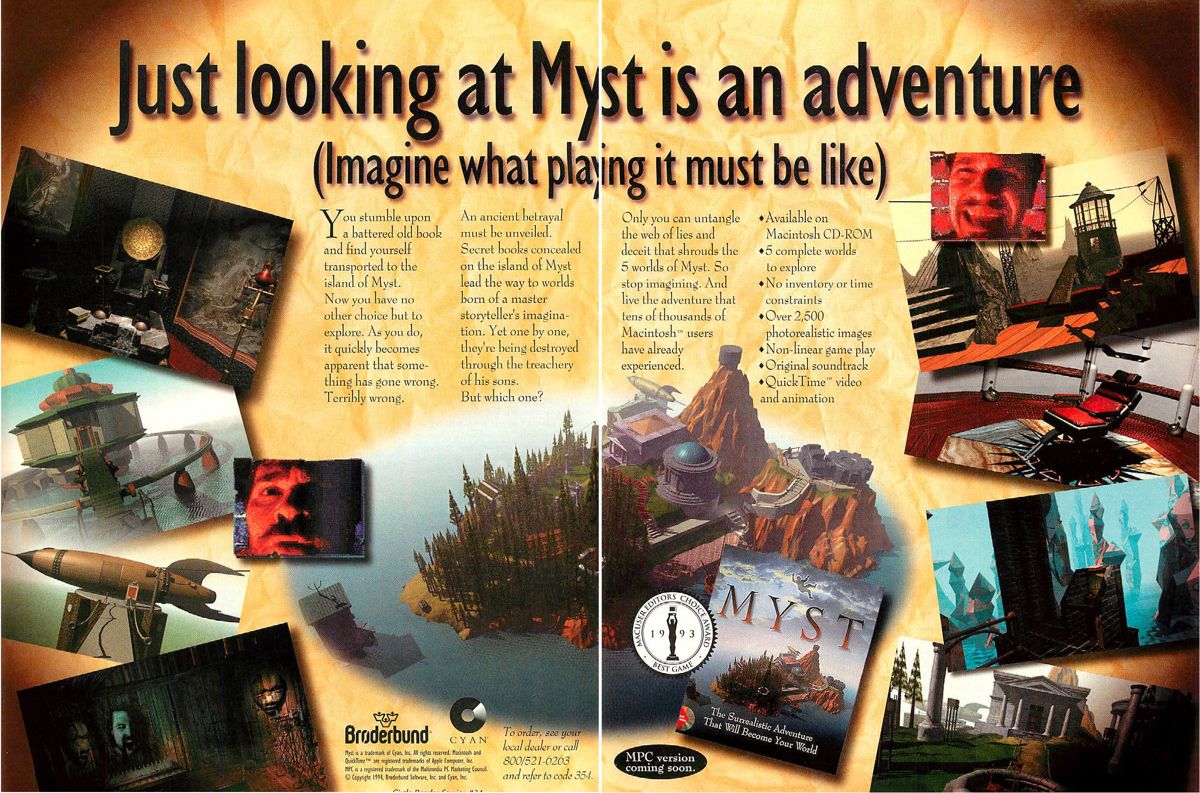 Myst Magazine Advertisement (Magazine Advertisements): Computer Gaming World (US), Number 116 (March 1994)