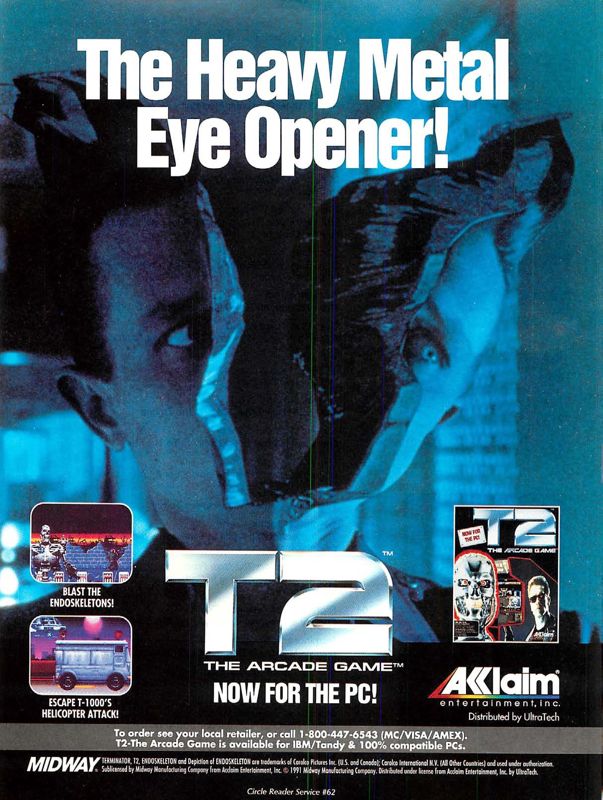 Terminator 2: Judgment Day Magazine Advertisement (Magazine Advertisements): Computer Gaming World (US), Number 116 (March 1994)