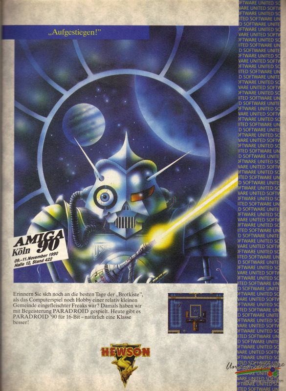 Paradroid 90 Magazine Advertisement (Magazine Advertisements): ASM (Germany), Issue 11/1990