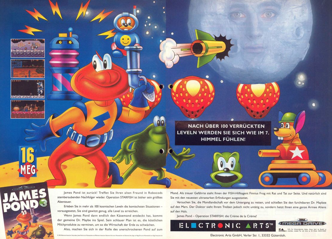 James Pond 3 Magazine Advertisement (Magazine Advertisements): Mega Fun (Germany), Issue 01/1994