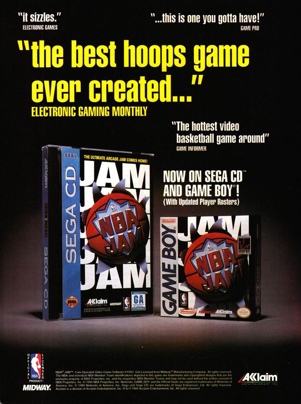 NBA Jam Magazine Advertisement (Magazine Advertisements): Official Magazine Advertisement GamePro (International Data Group, United States), Issue 65 (December 1994)