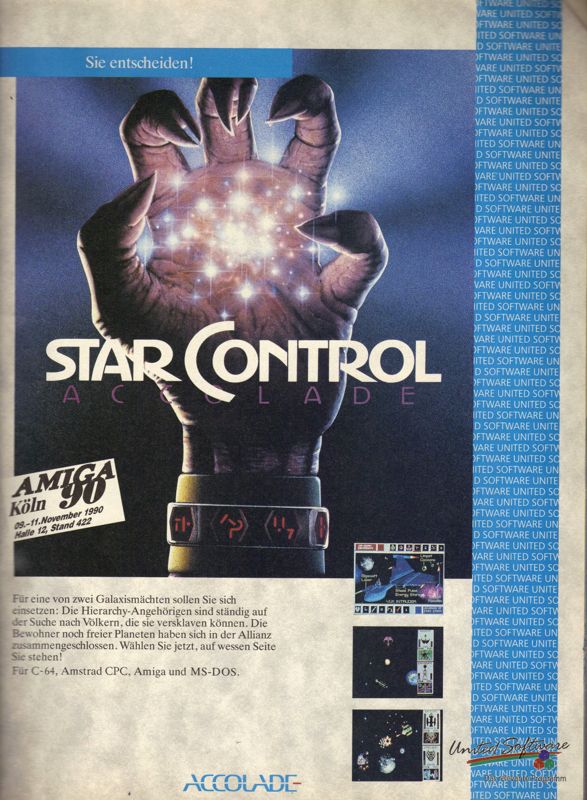 Star Control Magazine Advertisement (Magazine Advertisements): ASM (Germany), Issue 11/1990
