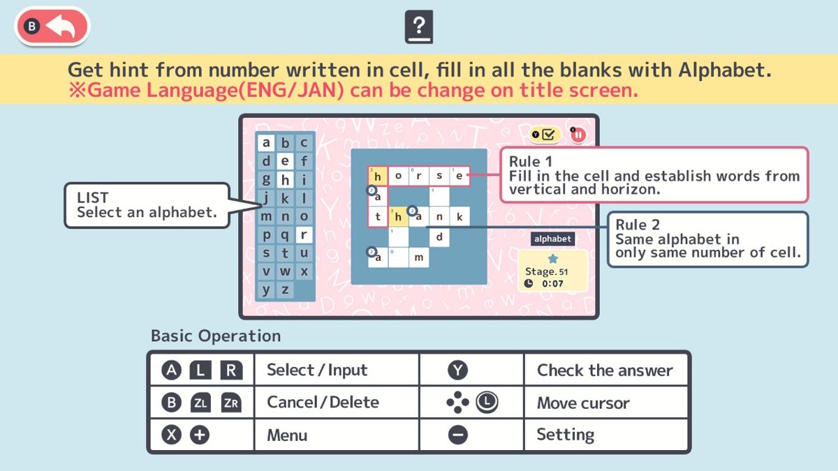 Codebreaker Puzzle 1000! ENG & JAN Screenshot (Nintendo.com.au)