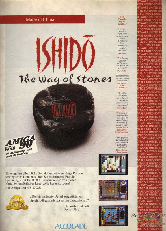 Ishidō: The Way of Stones Magazine Advertisement (Magazine Advertisements): ASM (Germany), Issue 11/1990