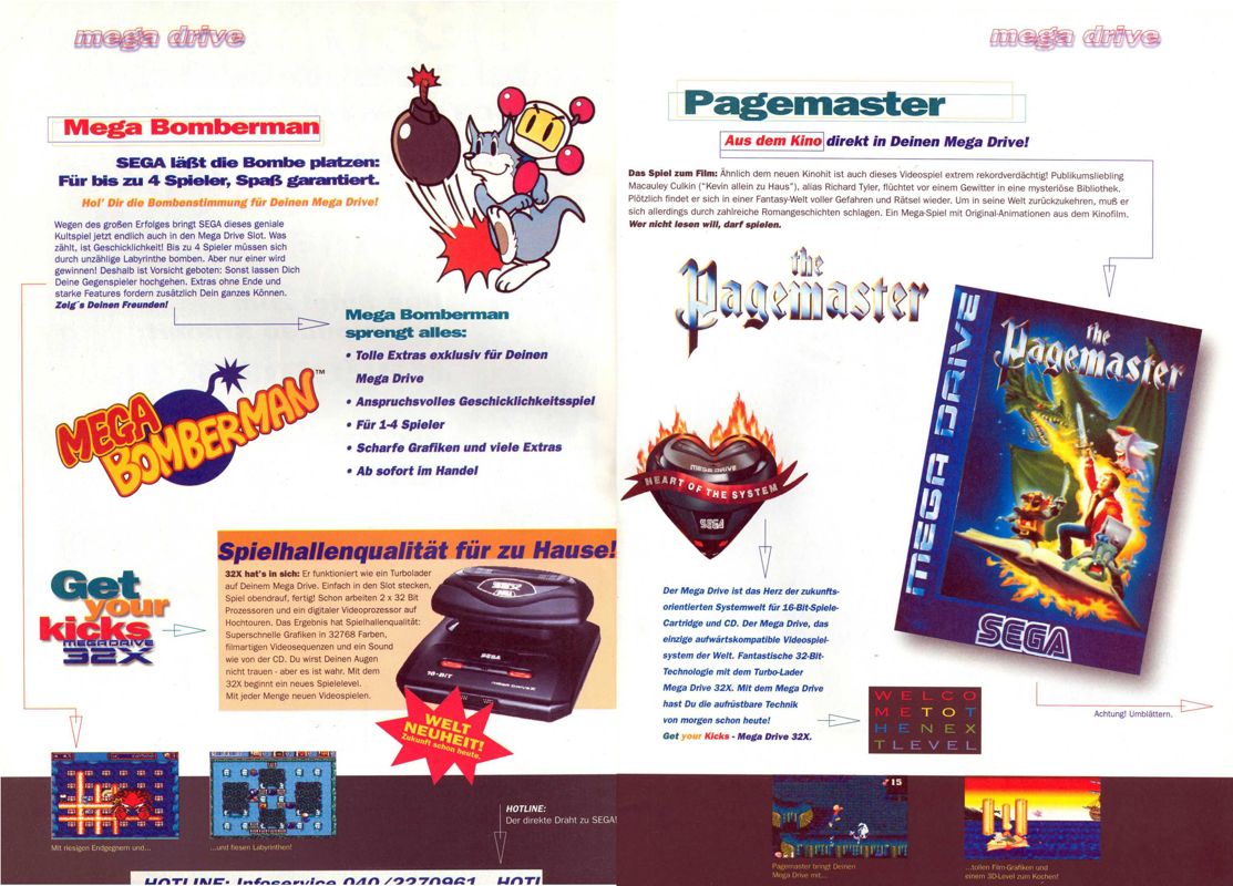 Mega Bomberman Magazine Advertisement (Magazine Advertisements): Play Time (Germany), Issue 12/1994 Part 2