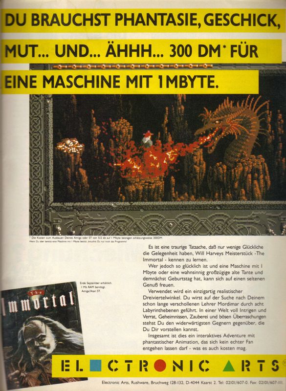 The Immortal Magazine Advertisement (Magazine Advertisements): ASM (Germany), Issue 11/1990