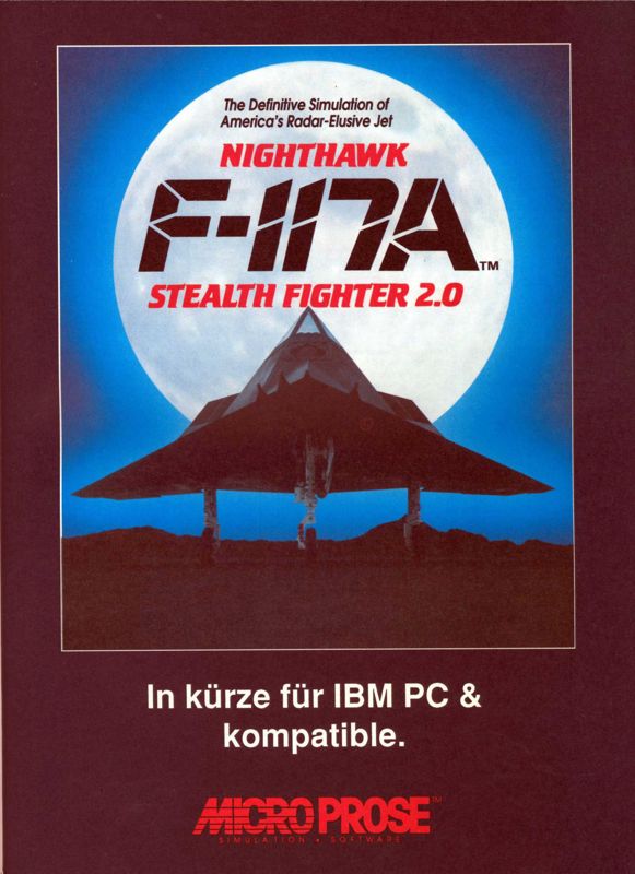 F-117A Nighthawk Stealth Fighter 2.0 Magazine Advertisement (Magazine Advertisements): ASM (Germany), Issue 09/1991 (August/September)