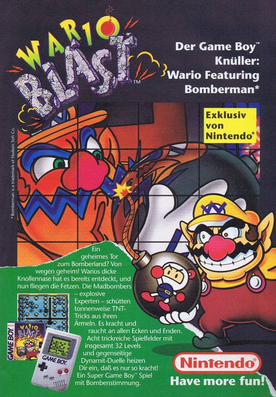Wario Blast featuring Bomberman! Magazine Advertisement (Magazine Advertisements): Mega Fun (Germany), Issue 02/1995