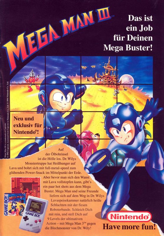 Mega Man III Magazine Advertisement (Magazine Advertisements): Mega Fun (Germany), Issue 03/1995