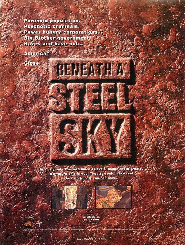 Beneath a Steel Sky Magazine Advertisement (Magazine Advertisements): Computer Gaming World (US), Number 117 (April 1994)