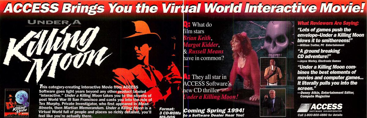 Under a Killing Moon Magazine Advertisement (Magazine Advertisements): Computer Gaming World (US), Number 118 (May 1994)