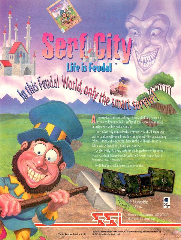 Serf City: Life is Feudal Magazine Advertisement (Magazine Advertisements): Computer Gaming World (US), Number 118 (May 1994)