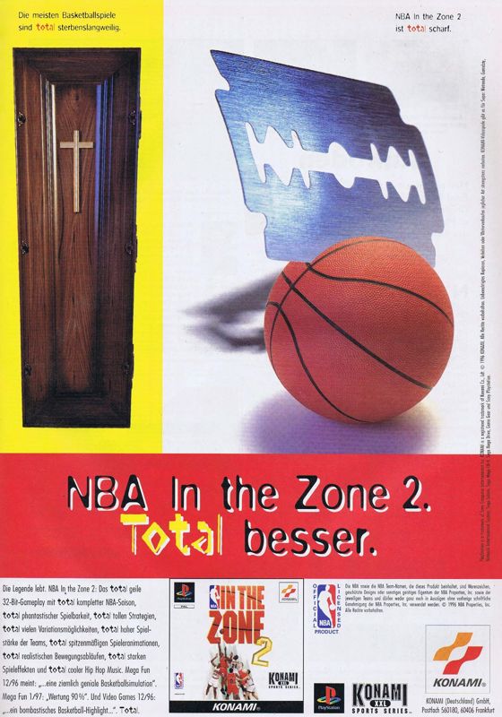NBA in the Zone 2 Magazine Advertisement (Magazine Advertisements): Mega Fun (Germany), Issue 02/1997