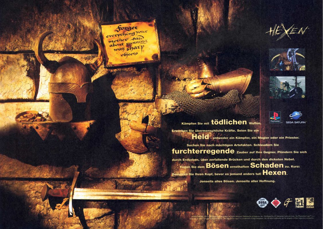 Hexen: Beyond Heretic Magazine Advertisement (Magazine Advertisements): Mega Fun (Germany), Issue 05/1997