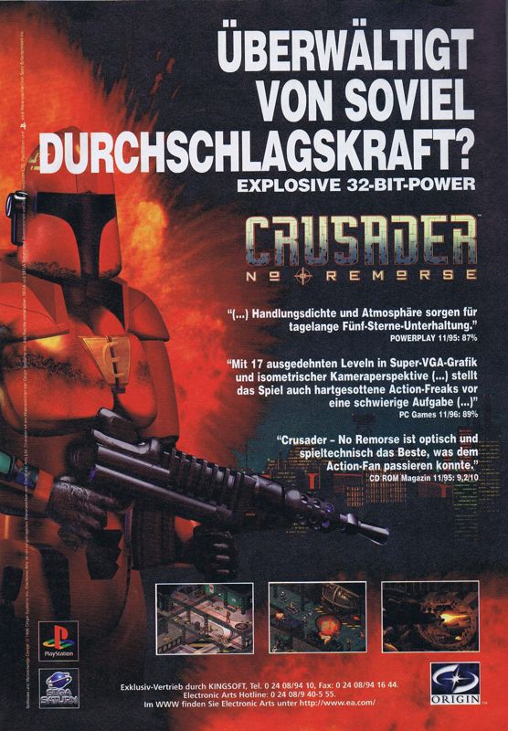 Crusader: No Remorse Magazine Advertisement (Magazine Advertisements): Mega Fun (Germany), Issue 01/1997