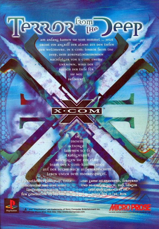 X-COM: Terror from the Deep Magazine Advertisement (Magazine Advertisements): Mega Fun (Germany), Issue 12/1996