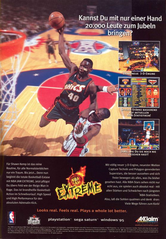 NBA Jam Extreme Magazine Advertisement (Magazine Advertisements): Mega Fun (Germany), Issue 12/1996