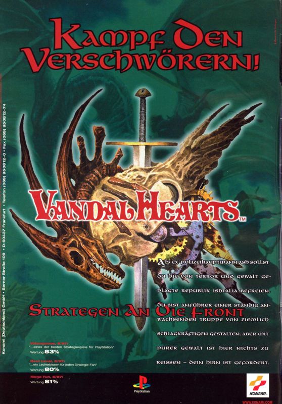Vandal Hearts Magazine Advertisement (Magazine Advertisements): Mega Fun (Germany), Issue 06/1997