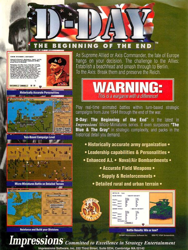 D-Day: The Beginning of the End Magazine Advertisement (Magazine Advertisements): Computer Gaming World (US), Number 119 (June 1994)