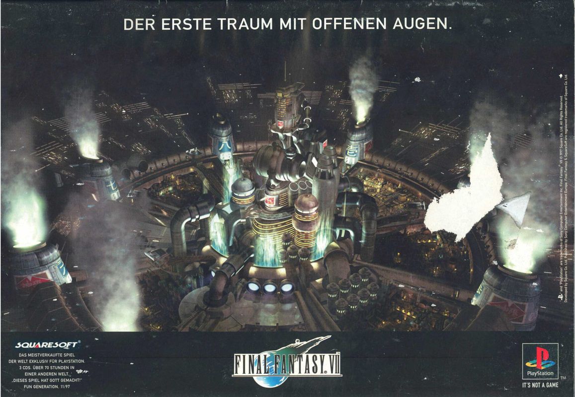 Final Fantasy VII Magazine Advertisement (Magazine Advertisements): Mega Fun (Germany), Issue 12/1997