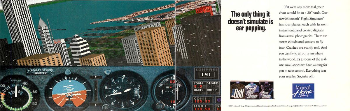 Microsoft Flight Simulator (v5.0) Magazine Advertisement (Magazine Advertisements): Computer Gaming World (US), Number 119 (June 1994)