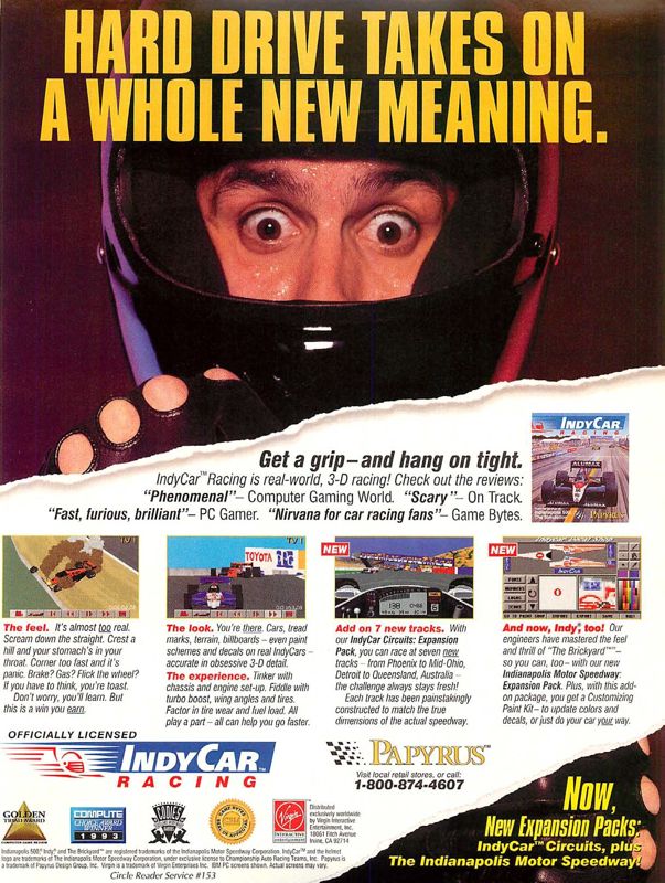 IndyCar Racing Magazine Advertisement (Magazine Advertisements): Computer Gaming World (US), Number 119 (June 1994)