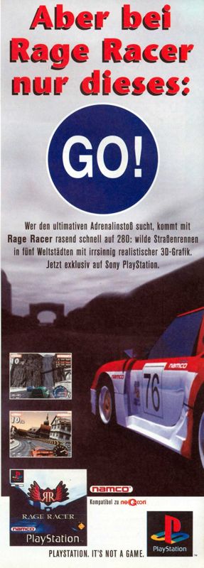 Rage Racer Magazine Advertisement (Magazine Advertisements): Mega Fun (Germany), Issue 08/1997 Part 2
