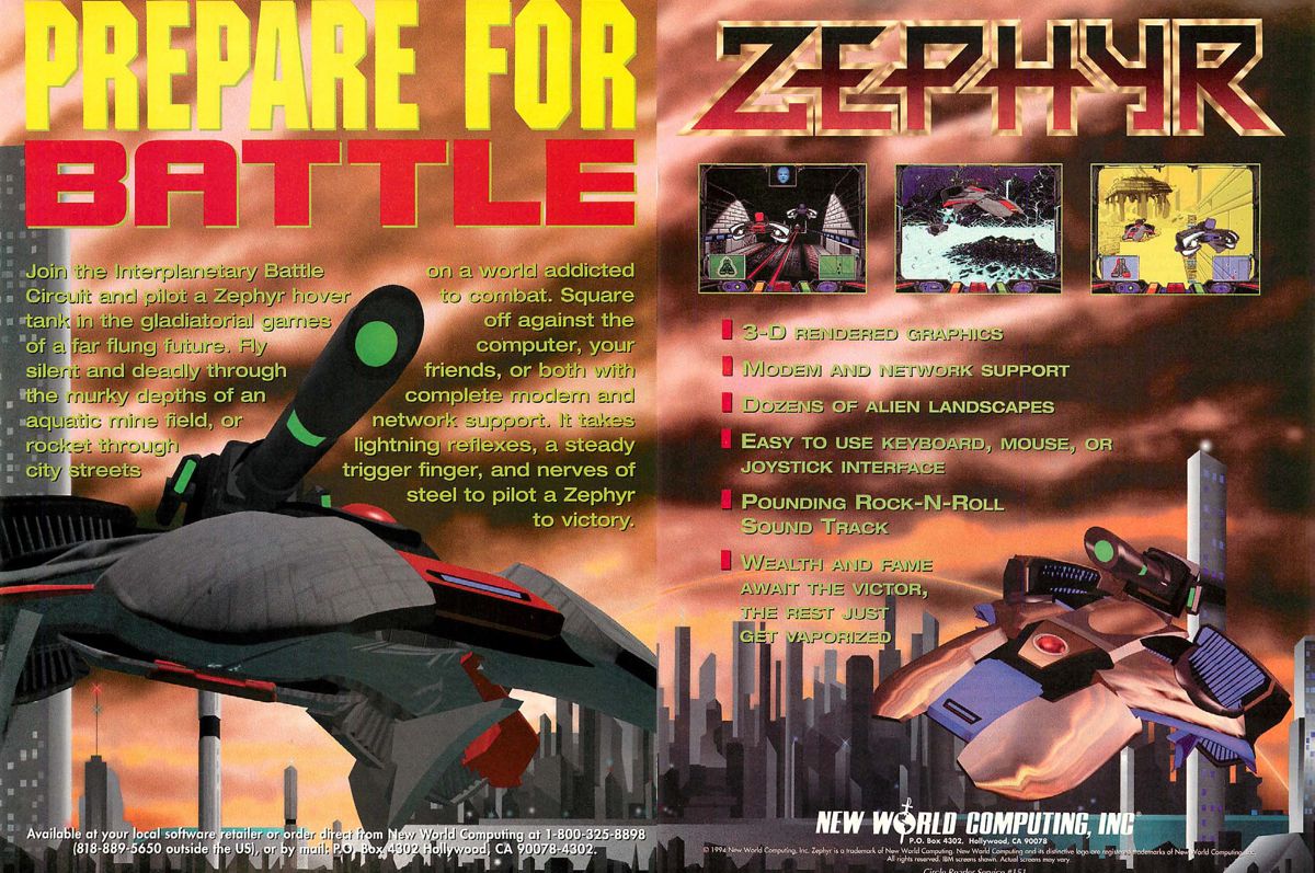 Zephyr Magazine Advertisement (Magazine Advertisements): Computer Gaming World (US), Number 119 (June 1994)