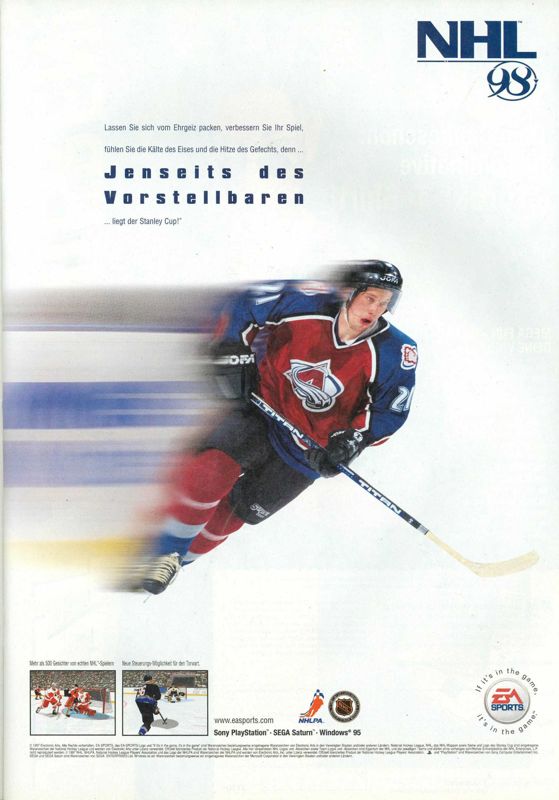 NHL 98 Magazine Advertisement (Magazine Advertisements): Mega Fun (Germany), Issue 12/1997