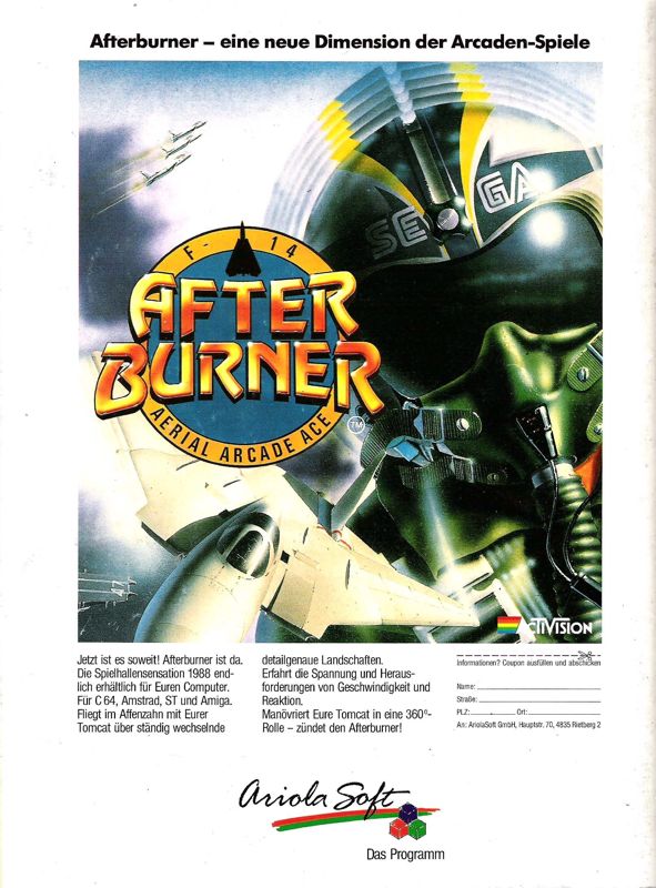 After Burner II Magazine Advertisement (Magazine Advertisements): ASM (Germany), Issue 12/1988