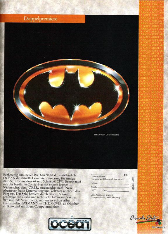 Batman Magazine Advertisement (Magazine Advertisements): ASM (Germany), Issue 10/1989