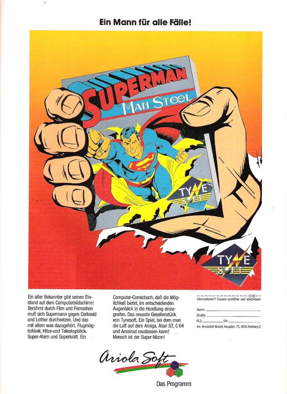 Superman: The Man of Steel Magazine Advertisement (Magazine Advertisements): ASM (Germany), Issue 02/1989