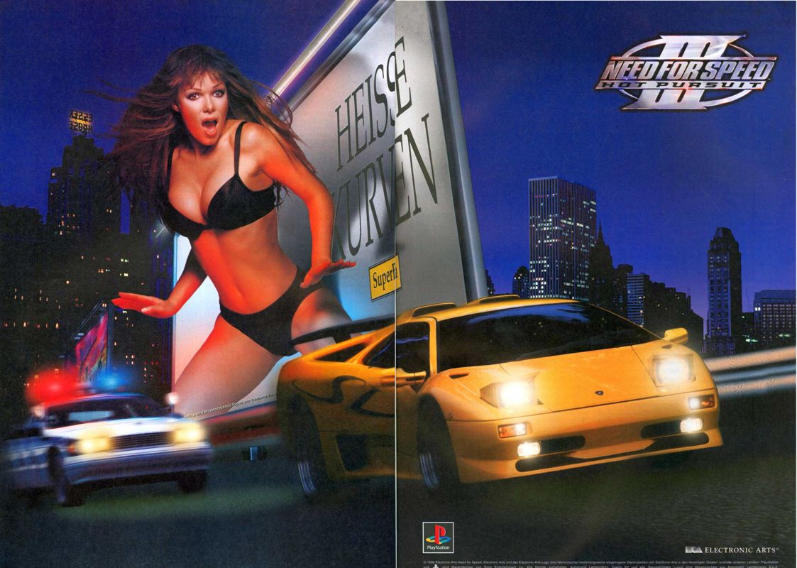 Need for Speed III: Hot Pursuit Magazine Advertisement (Magazine Advertisements): Mega Fun (Germany), Issue 05/1998