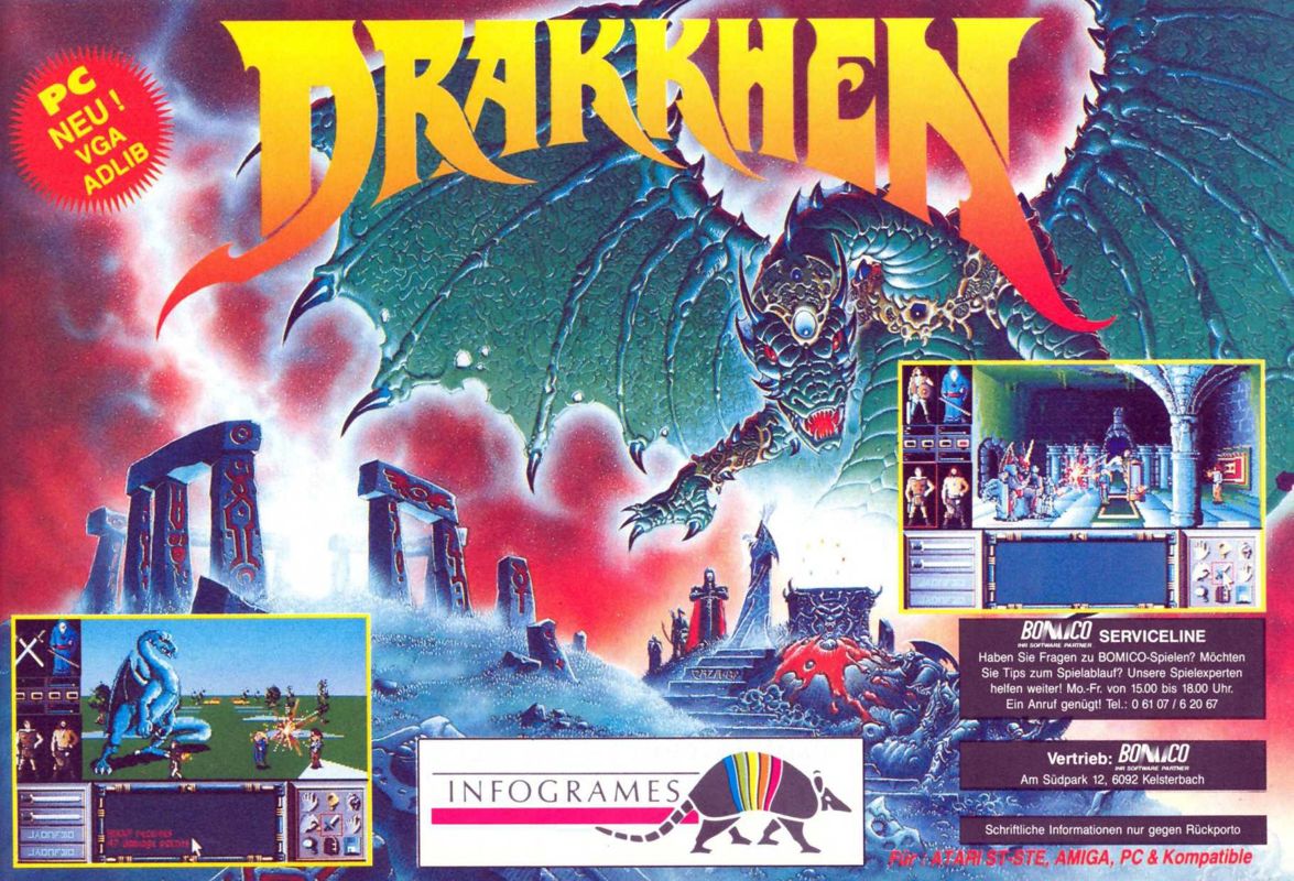 Drakkhen Magazine Advertisement (Magazine Advertisements): ASM (Germany), Issue 01/1991