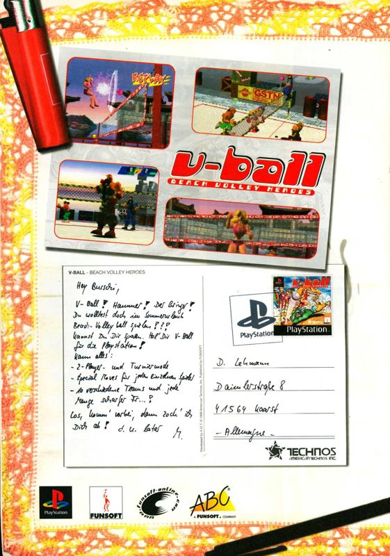 V-Ball: Beach Volley Heroes Magazine Advertisement (Magazine Advertisements): Mega Fun (Germany), Issue 08/1998