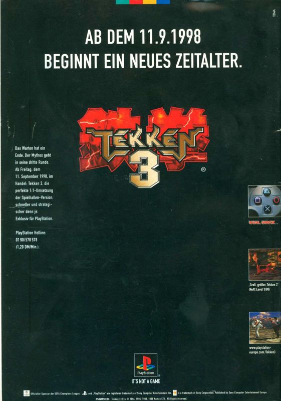 Tekken 3 Magazine Advertisement (Magazine Advertisements): Mega Fun (Germany), Issue 10/1998
