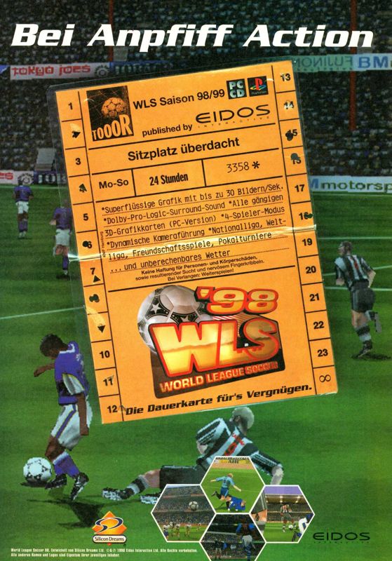 World League Soccer '98 Magazine Advertisement (Magazine Advertisements): Mega Fun (Germany), Issue 07/1998