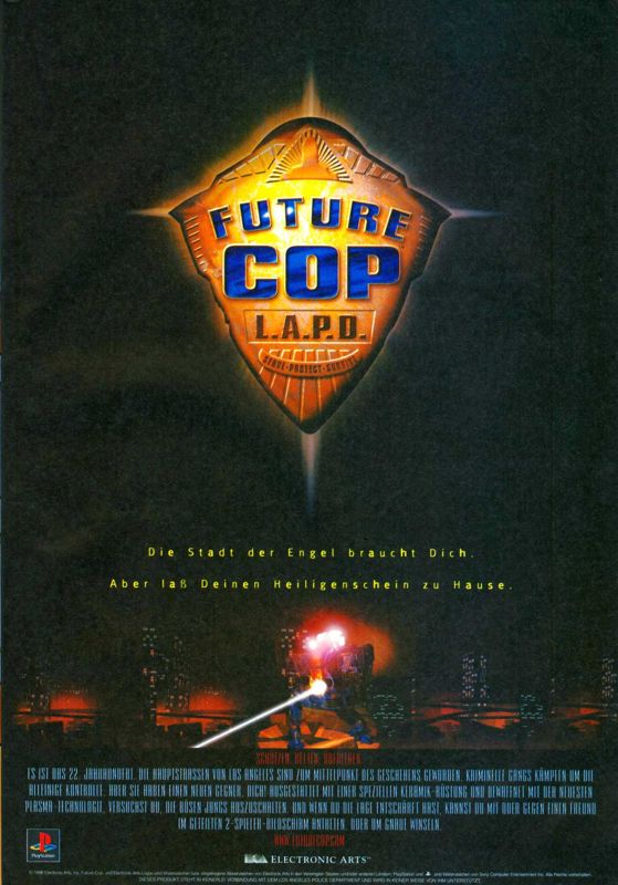 Future Cop: L.A.P.D. Magazine Advertisement (Magazine Advertisements): Mega Fun (Germany), Issue 11/1998