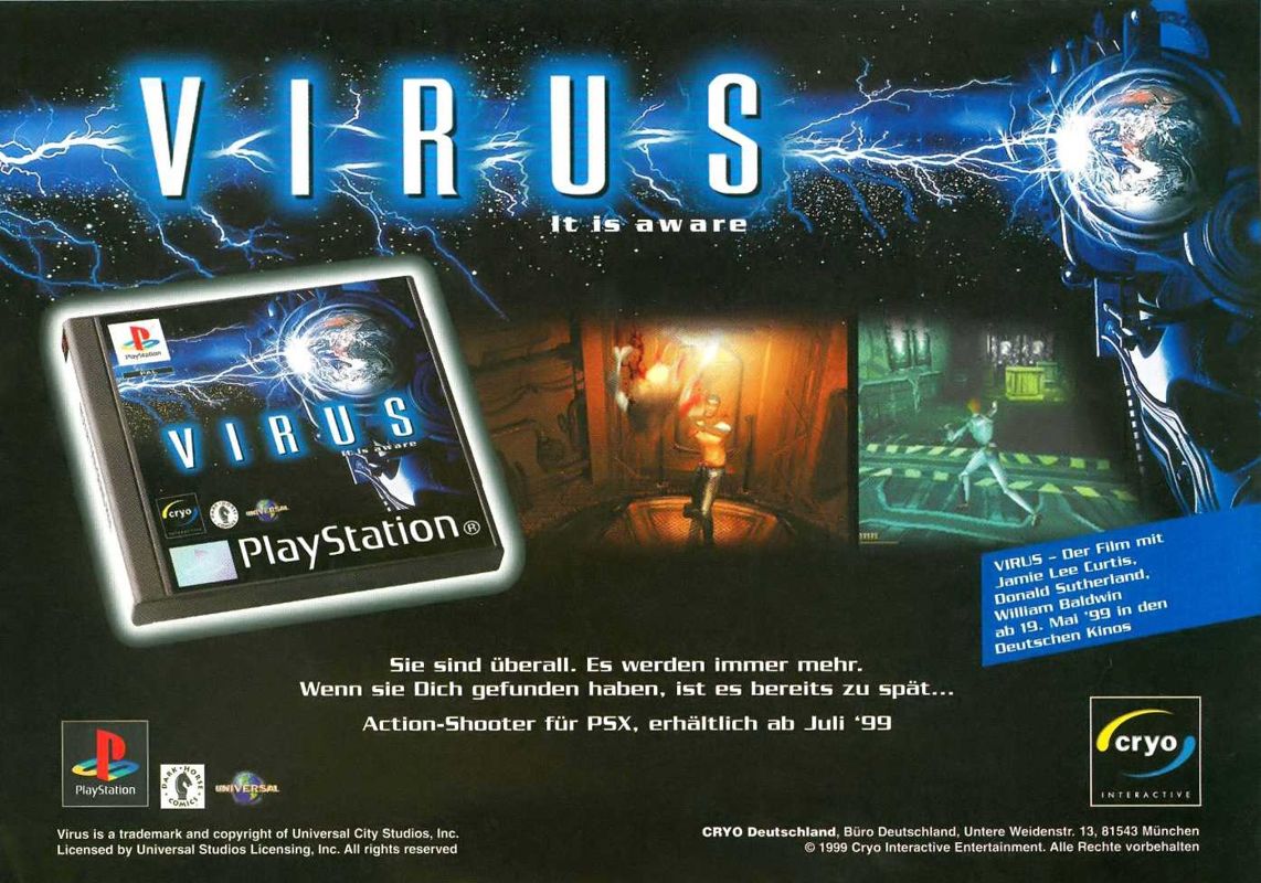 Virus: It Is Aware Magazine Advertisement (Magazine Advertisements): Mega Fun (Germany), Issue 08/1999
